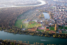 Sports facilities, Stollenwörthweier in the district Neckarau in Mannheim in the state Baden-Wuerttemberg, Germany