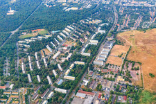 Residential development on Erzbergerstraße, Rhode-Island-Allee and Tennesseeallee in the district Nordstadt in Karlsruhe in the state Baden-Wuerttemberg, Germany