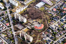 Dorschberg district with Bienwaldschule in Wörth am Rhein in the state Rhineland-Palatinate, Germany