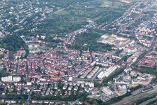 District Durlach in Karlsruhe in the state Baden-Wuerttemberg, Germany from the plane