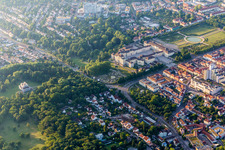 Aerial photograpy of Building complex in the park of the castle Residenzschloss Ludwigsburg in Ludwigsburg in the state Baden-Wurttemberg, Germany