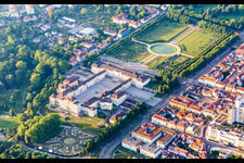 Oblique view of Building complex in the park of the castle Residenzschloss Ludwigsburg in Ludwigsburg in the state Baden-Wurttemberg, Germany