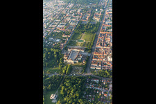 Building complex in the park of the castle Residenzschloss Ludwigsburg in Ludwigsburg in the state Baden-Wurttemberg, Germany out of the air