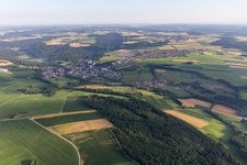 Village - view on the edge of agricultural fields and farmland in Leinzell in the state Baden-Wurttemberg, Germany