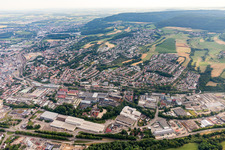 Town View of the streets and houses of the residential areas in Aalen in the state Baden-Wurttemberg, Germany