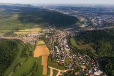 Oblique view of District Unterkochen in Aalen in the state Baden-Wuerttemberg, Germany