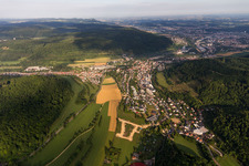 District Unterkochen in Aalen in the state Baden-Wuerttemberg, Germany from above