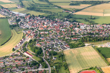 Village - view on the edge of agricultural fields and farmland in Neresheim in the state Baden-Wurttemberg, Germany