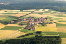From the south in the district Schweindorf in Neresheim in the state Baden-Wuerttemberg, Germany