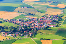 Aerial photograpy of Village view from the north in the district Aufhausen in Forheim in the state Bavaria, Germany