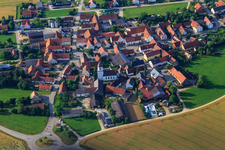 Evangelical St. Lorenz Church from the north in the district Schaffhausen in Mönchsdeggingen in the state Bavaria, Germany
