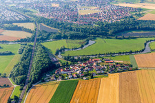 Village on the river bank areas of Woernitz in Felsheim in the state Bavaria, Germany