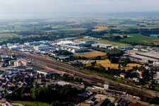 Industrial and commercial area south of railway station in the district Riedlingen in Donauwoerth in the state Bavaria, Germany