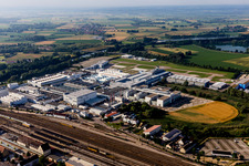 Industrial and commercial area  with facilities of Airbus Helicopters Deutschland GmbH in the district Riedlingen in Donauwoerth in the state Bavaria, Germany