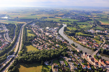 Residential area between Danube, Donauwörth Old Port and B2 in Donauwörth in the state Bavaria, Germany