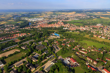 Aerial view of Former barracks area (Alfred Delp Quarter) in Donauwörth in the state Bavaria, Germany