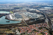 Daimler automobile plant from the west in Wörth am Rhein in the state Rhineland-Palatinate, Germany