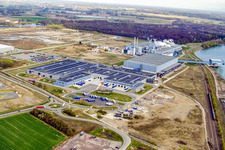 Aerial photograpy of Oberwald industrial area, Palm paper mill in Wörth am Rhein in the state Rhineland-Palatinate, Germany