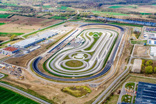 Oberwald Industrial Estate: Daimler Truck Testing Site in Wörth am Rhein in the state Rhineland-Palatinate, Germany from above