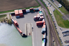 Container port in the district Maximiliansau in Wörth am Rhein in the state Rhineland-Palatinate, Germany
