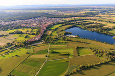 Luitpoldstraße / Hinterstädel and Johanneswiesen recreation area from the south in Jockgrim in the state Rhineland-Palatinate, Germany