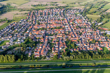 Aerial photograpy of Village view in the district Russheim in Dettenheim in the state Baden-Wurttemberg, Germany