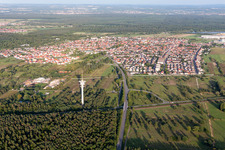 Drone image of Philippsburg in the state Baden-Wuerttemberg, Germany