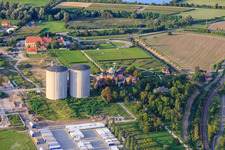 Two large silos of former Südzucker at the Hermitage in Waghäusel in the state Baden-Wuerttemberg, Germany