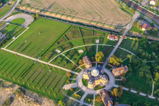 Oblique view of Hermitage Waghäuse in the evening light in Waghäusel in the state Baden-Wuerttemberg, Germany