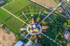 Hermitage Waghäuse in the evening light in Waghäusel in the state Baden-Wuerttemberg, Germany out of the air