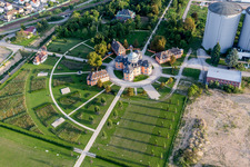Aerial view of Palace Eremitage Waghaeusel in Waghaeusel in the state Baden-Wurttemberg, Germany