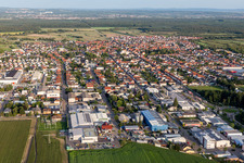 Town View of the streets and houses of the residential areas in Kirrlach in the state Baden-Wurttemberg, Germany