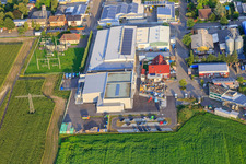 Lessingstraße industrial area with Sunval Nahrungsmittel GmbH and Elke Malcherczyk GmbH in the district Kirrlach in Waghäusel in the state Baden-Wuerttemberg, Germany