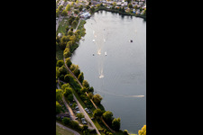 Aerial view of St. Leoner See, water ski facility in the district Sankt Leon in St. Leon-Rot in the state Baden-Wuerttemberg, Germany