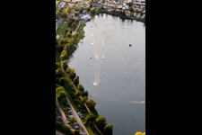 Aerial photograpy of St. Leoner See, water ski facility in the district Sankt Leon in St. Leon-Rot in the state Baden-Wuerttemberg, Germany