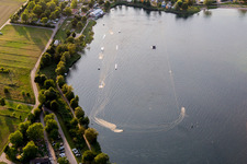 Aerial photograpy of Leisure center of water skiing - racetrack in Sankt Leon-Rot in the state Baden-Wurttemberg, Germany