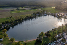 Bird's eye view of St. Leoner See, water ski facility in the district Sankt Leon in St. Leon-Rot in the state Baden-Wuerttemberg, Germany
