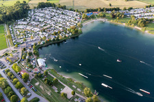 Oblique view of St. Leoner See, water ski facility in the district Sankt Leon in St. Leon-Rot in the state Baden-Wuerttemberg, Germany