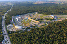 Pit lane at the Motodrom Hockenheimring Baden-Württemberg in Hockenheim in the state Baden-Wuerttemberg, Germany
