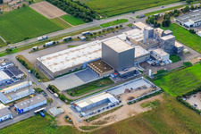 Anhalter Straße commercial area with Air-O-Tec GmbH, NewCoffee GmbH & Co. OHG and Aldi GmbH & Co. KG in Ketsch in the state Baden-Wuerttemberg, Germany