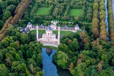 Aerial view of Building of the mosque in Schlossgarten in Schwetzingen in the state Baden-Wurttemberg, Germany