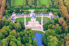 Aerial view of Mosque in the Schwetzingen Palace Gardens in Schwetzingen in the state Baden-Wuerttemberg, Germany