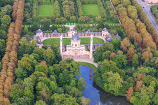 Aerial photograpy of Mosque in the Schwetzingen Palace Gardens in Schwetzingen in the state Baden-Wuerttemberg, Germany