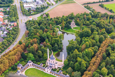 Oblique view of Mercury Temple and Mosque in the Schwetzingen Palace Gardens in Schwetzingen in the state Baden-Wuerttemberg, Germany