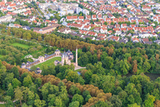 Bird's eye view of Mosque in the Schwetzingen Palace Gardens in Schwetzingen in the state Baden-Wuerttemberg, Germany