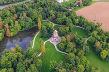 Aerial view of Mercury Temple in the Schwetzingen Palace Gardens in Schwetzingen in the state Baden-Wuerttemberg, Germany