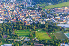 Donaupark and sports fields of the Immanuel-Kant-Gymnasium and Otto-Hahn-Gymnasium Tuttlingen in Tuttlingen in the state Baden-Wuerttemberg, Germany