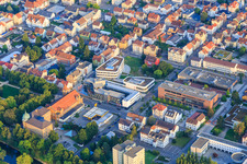 Kreissparkasse Tuttlingen - Main branch next to Alte Festhalle, Municipal Music School in Tuttlingen in the state Baden-Wuerttemberg, Germany