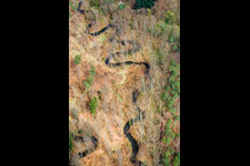 Meandering, serpentine curve of a river Otterbach in Kandel in the state Rhineland-Palatinate