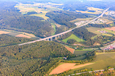 Aerial view of Valley bridge of the A81 over the Talbach with B491 in Engen in the state Baden-Wuerttemberg, Germany